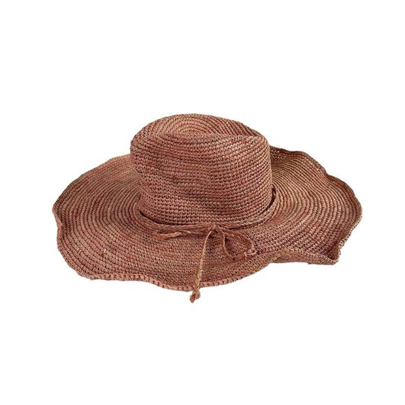 Free People Floppy Distressed Pink Straw Beach Festival Boho Hippie Hat One Size - Picture 1 of 7